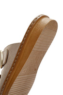 Woman Beige Buckled Suede Comfort Slipper | Derimod Woman Beige Buckled Suede Comfort Slipper | Derimod