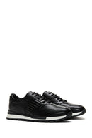Men's Black Leather Printed Sneaker | Derimod Men's Black Leather Printed Sneaker | Derimod