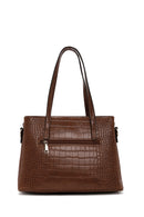 Women's Tan Long Strap Crocodile Handbag | Derimod Women's Tan Long Strap Crocodile Handbag | Derimod