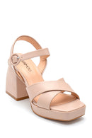 Women's Casual Platform Heeled Leather Sandals | Derimod Women's Casual Platform Heeled Leather Sandals | Derimod