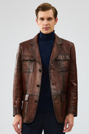 Kevin Erkek Kahverengi Blazer Deri Ceket | Derimod Kevin Erkek Kahverengi Blazer Deri Ceket | Derimod