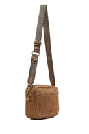 Woman Tan Long-Strap Suede Crossbody Bag | Derimod Woman Tan Long-Strap Suede Crossbody Bag | Derimod