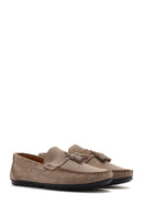 Erkek Bej Püsküllü Süet Deri Casual Loafer | Derimod Erkek Bej Püsküllü Süet Deri Casual Loafer | Derimod