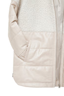 Atlanta Women's Beige Hooded Teddy Leather Jacket | Derimod Atlanta Women's Beige Hooded Teddy Leather Jacket | Derimod