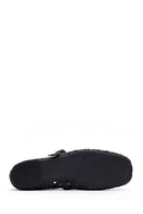 Women's Black Buckled Braided Ballerinas | Derimod Women's Black Buckled Braided Ballerinas | Derimod