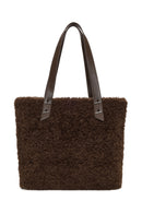 Woman Brown Plush Teddy Shoulder Bag | Derimod Woman Brown Plush Teddy Shoulder Bag | Derimod