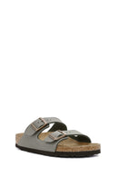 Birkenstock Kadın Gri Arizona Eva Nubuk Deri Terlik | Derimod Birkenstock Kadın Gri Arizona Eva Nubuk Deri Terlik | Derimod