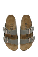 Birkenstock Kadın Gri Arizona Eva Nubuk Deri Terlik | Derimod Birkenstock Kadın Gri Arizona Eva Nubuk Deri Terlik | Derimod