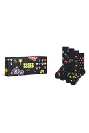 Happy Socks Male Black Gamer-Themed Cotton 4-Pack Socks Set | Derimod Happy Socks Male Black Gamer-Themed Cotton 4-Pack Socks Set | Derimod