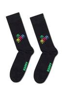 Happy Socks Male Black Gamer-Themed Cotton 4-Pack Socks Set | Derimod Happy Socks Male Black Gamer-Themed Cotton 4-Pack Socks Set | Derimod