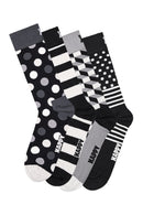 Happy Socks Woman Black Classic 4-Pack Cotton Sock Set | Derimod Happy Socks Woman Black Classic 4-Pack Cotton Sock Set | Derimod