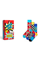 Happy Socks Male Multicolored Super Dad Themed Cotton 3-Pack Sock Set | Derimod Happy Socks Male Multicolored Super Dad Themed Cotton 3-Pack Sock Set | Derimod