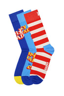 Happy Socks Male Multicolored Super Dad-Themed Pack of 3 Cotton Socks Set | Derimod Happy Socks Male Multicolored Super Dad-Themed Pack of 3 Cotton Socks Set | Derimod