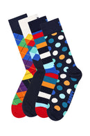 Happy Socks Woman Multicolored Patterned Cotton 4-Pack Sock Set | Derimod Happy Socks Woman Multicolored Patterned Cotton 4-Pack Sock Set | Derimod