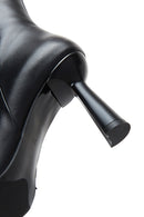 Women's Black Leather Zippered Heeled Boots | Derimod Women's Black Leather Zippered Heeled Boots | Derimod