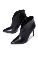 Women's Black Leather Thin High Heeled Bootie | Derimod Women's Black Leather Thin High Heeled Bootie | Derimod