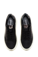 Women's Black Lace-Up Chunky Sole Leather Sneakers | Derimod Women's Black Lace-Up Chunky Sole Leather Sneakers | Derimod