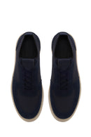 Erkek Lacivert Bağcıklı Süet Deri Sneaker | Derimod Erkek Lacivert Bağcıklı Süet Deri Sneaker | Derimod