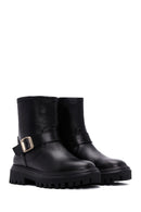 Women's Black Leather Buckle Boots | Derimod Women's Black Leather Buckle Boots | Derimod