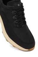 Men's Black Lace-Up Thick-Soled Nubuk Leather Casual Sneaker | Derimod Men's Black Lace-Up Thick-Soled Nubuk Leather Casual Sneaker | Derimod