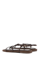 Women's Brown Flip-Flop Leather Sandals | Derimod Women's Brown Flip-Flop Leather Sandals | Derimod