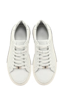 Men's White Lace-Up Thick-Soled Leather Sneaker | Derimod Men's White Lace-Up Thick-Soled Leather Sneaker | Derimod