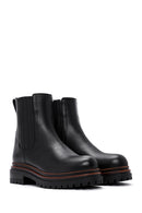 Woman Black Thick Sole Leather Chelsea Boots | Derimod Woman Black Thick Sole Leather Chelsea Boots | Derimod
