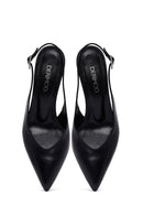 Woman Black Slingback Stiletto Heel Leather Shoe | Derimod Woman Black Slingback Stiletto Heel Leather Shoe | Derimod
