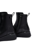 Woman Black Zippered Wedge Heeled Boots | Derimod Woman Black Zippered Wedge Heeled Boots | Derimod