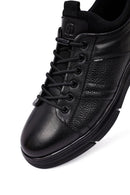 Erkek Siyah Bağcıklı Deri Casual Sneaker | Derimod Erkek Siyah Bağcıklı Deri Casual Sneaker | Derimod