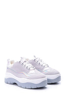 Women's Silver Detailed Suede Sneaker | Derimod Women's Silver Detailed Suede Sneaker | Derimod