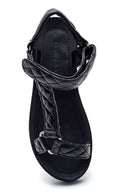 Women's Black Flat Sandals | Derimod Women's Black Flat Sandals | Derimod