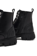 Women's Black Zippered Thick-Soled Leather Ankle Boots | Derimod Women's Black Zippered Thick-Soled Leather Ankle Boots | Derimod