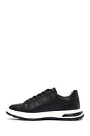 Men's Black Lace-up Thick-Sole Leather Sneaker | Derimod Men's Black Lace-up Thick-Sole Leather Sneaker | Derimod