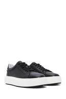 Erkek Siyah Bağcıklı Kalın Tabanlı Deri Sneaker | Derimod Erkek Siyah Bağcıklı Kalın Tabanlı Deri Sneaker | Derimod