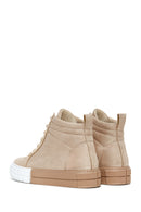 Women's Beige Suede High Top Sneaker | Derimod Women's Beige Suede High Top Sneaker | Derimod