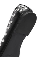 Women's Black Stone Leather Ballerinas | Derimod Women's Black Stone Leather Ballerinas | Derimod