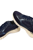 Kadın Lacivert Bağcıklı Kalın Tabanlı Deri Sneaker | Derimod Kadın Lacivert Bağcıklı Kalın Tabanlı Deri Sneaker | Derimod
