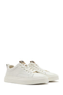 Men's White Lace-up Leather Sneaker | Derimod Men's White Lace-up Leather Sneaker | Derimod