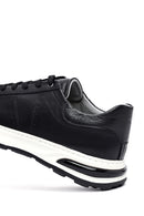 Men's Black Lace-up Thick-Sole Leather Sneaker | Derimod Men's Black Lace-up Thick-Sole Leather Sneaker | Derimod