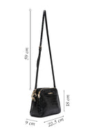 Woman Black Long-Strap Croc-Pattern Crossbody Bag | Derimod Woman Black Long-Strap Croc-Pattern Crossbody Bag | Derimod