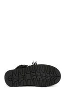 Women's Black Thick-Soled Fur-Lined Leather Boots | Derimod Women's Black Thick-Soled Fur-Lined Leather Boots | Derimod