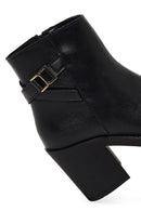 Women's Black Zippered Thick Heeled Boots | Derimod Women's Black Zippered Thick Heeled Boots | Derimod