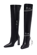 Women's Black Zippered High Thick Heel Leather Boot | Derimod Women's Black Zippered High Thick Heel Leather Boot | Derimod