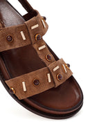 Women's Mink Stone Suede Leather Sandals | Derimod Women's Mink Stone Suede Leather Sandals | Derimod