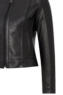 Flora Women's Black Slim Short Leather Jacket | Derimod Flora Women's Black Slim Short Leather Jacket | Derimod