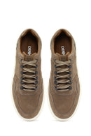 Men's Mink Lace-Up Thick-Soled Nubuck Leather Sneaker | Derimod Men's Mink Lace-Up Thick-Soled Nubuck Leather Sneaker | Derimod