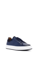 Erkek Lacivert Bağcıklı Deri Sneaker | Derimod Erkek Lacivert Bağcıklı Deri Sneaker | Derimod