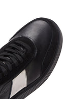 Women's Black Leather Thick Soled Sneaker | Derimod Women's Black Leather Thick Soled Sneaker | Derimod