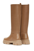 Women's Brown Leather Thick Soled Boots | Derimod Women's Brown Leather Thick Soled Boots | Derimod